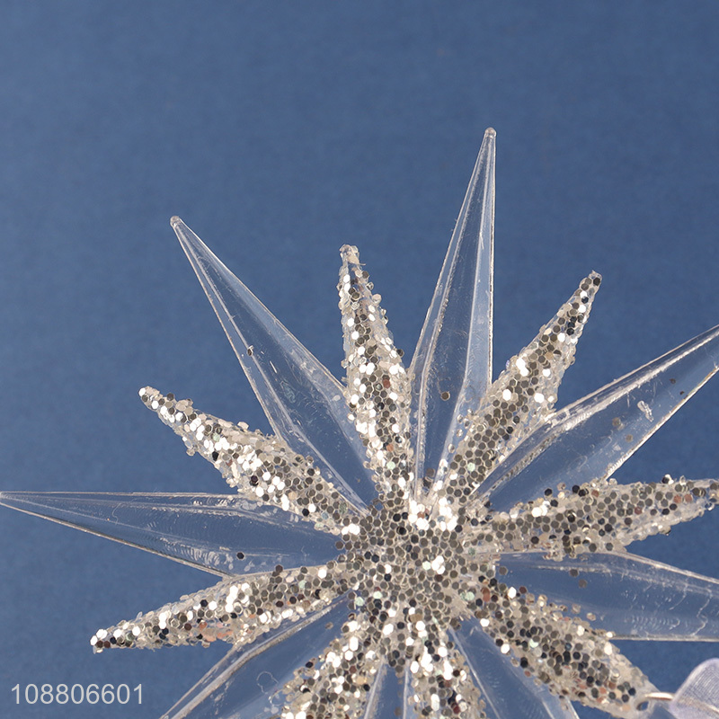 Hot selling clear acrylic hanging star pendants Christmas tree decor
