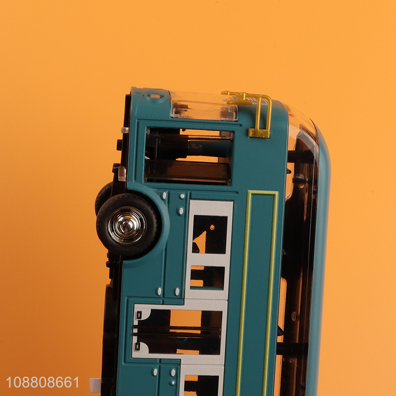Hot selling alloy pull back bus car toy with lights