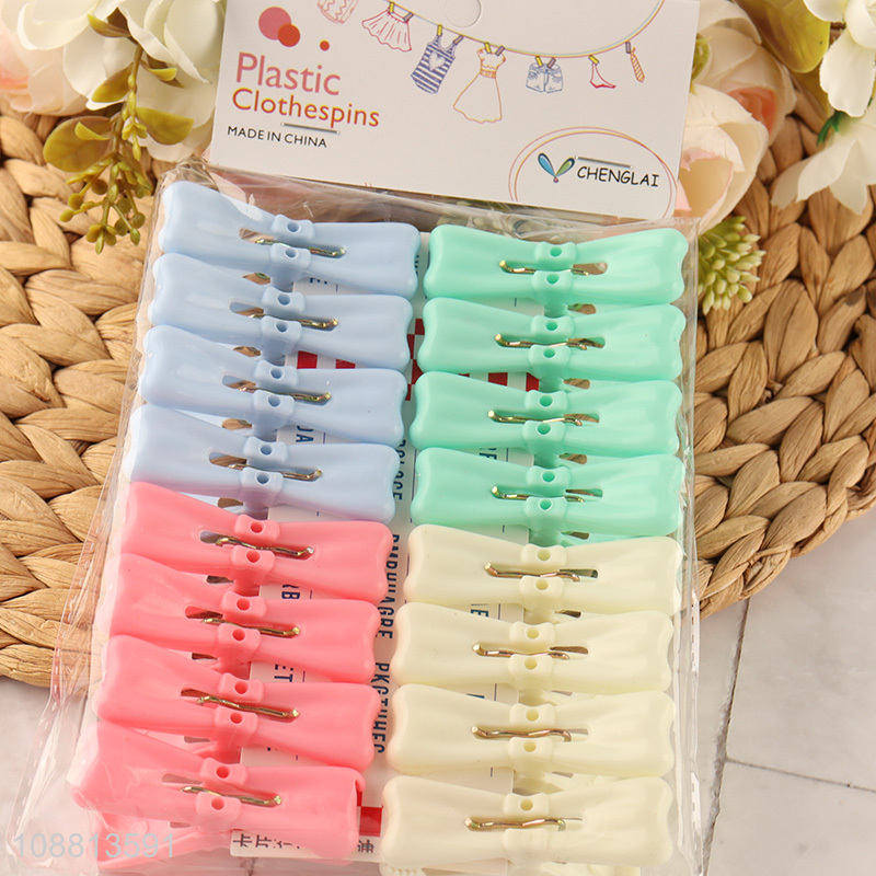 Factory price 16pcs plastic clothes pegs crafts picture clips