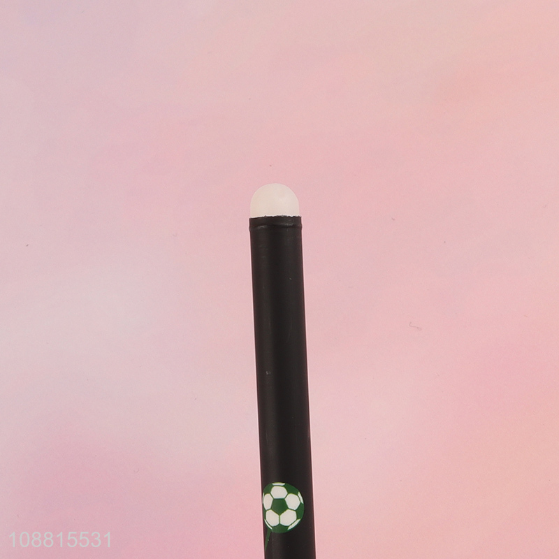 Good quality 12pcs football printed black ink erasable gel pens