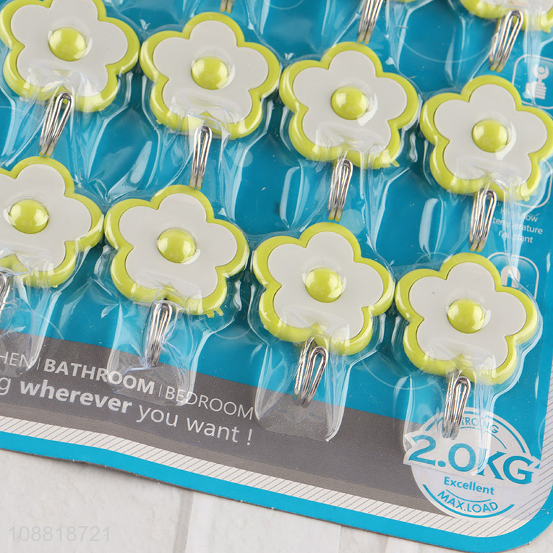 Wholesale 12pcs flower shaped sticky hooks wall hanging hooks