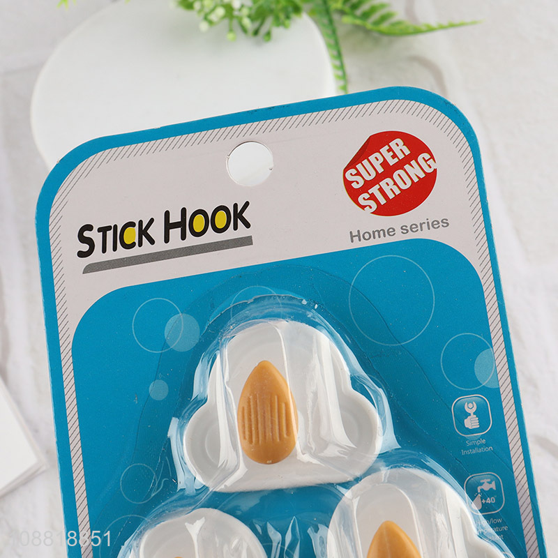 Popular product 3pcs plastic utility sticky hooks for hanging towels