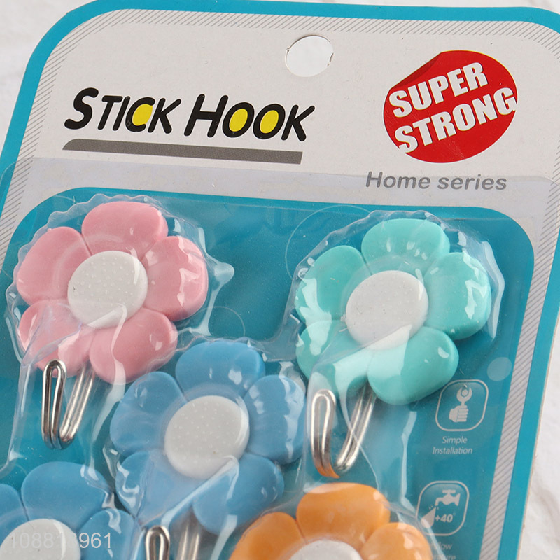 Hot sale 5pcs flower shaped wall hook utility hook for bathroom