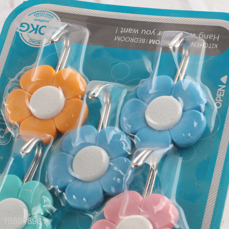 Hot sale 5pcs flower shaped wall hook utility hook for bathroom