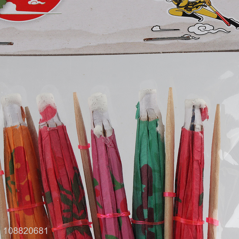 Best sale disposable bamboo umbrella fruit sticks wholesale