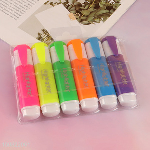 Wholesale 6 colors chisel tip highlighters for office school
