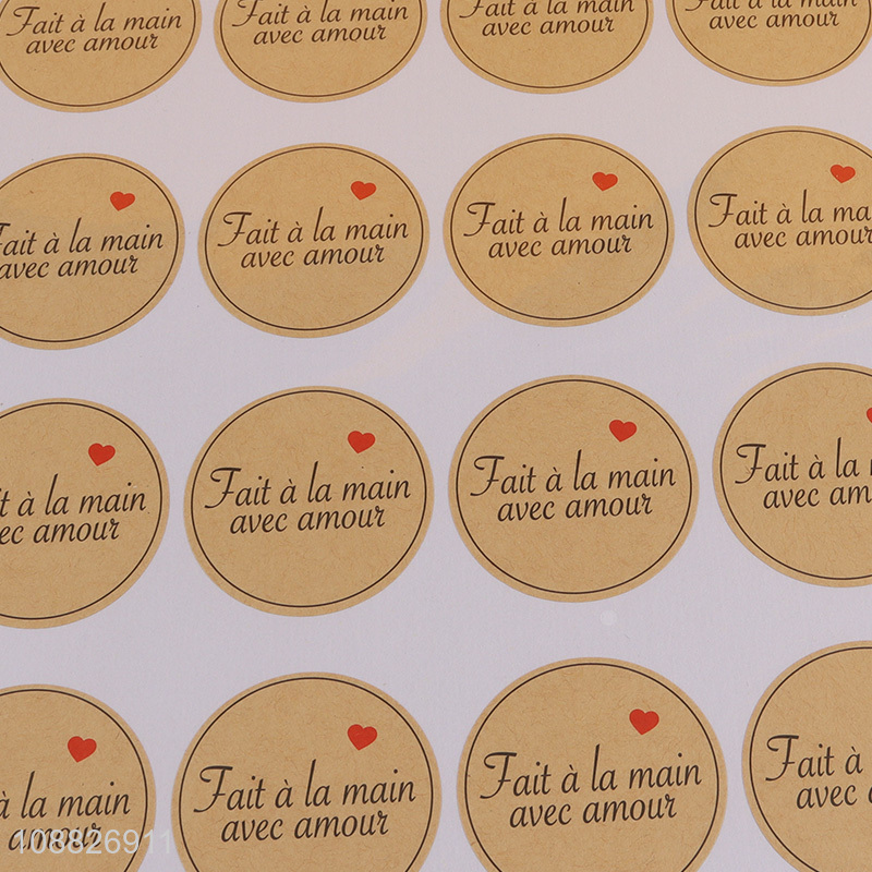 New product 40pcs round customized kraft paper label stickers for packaging