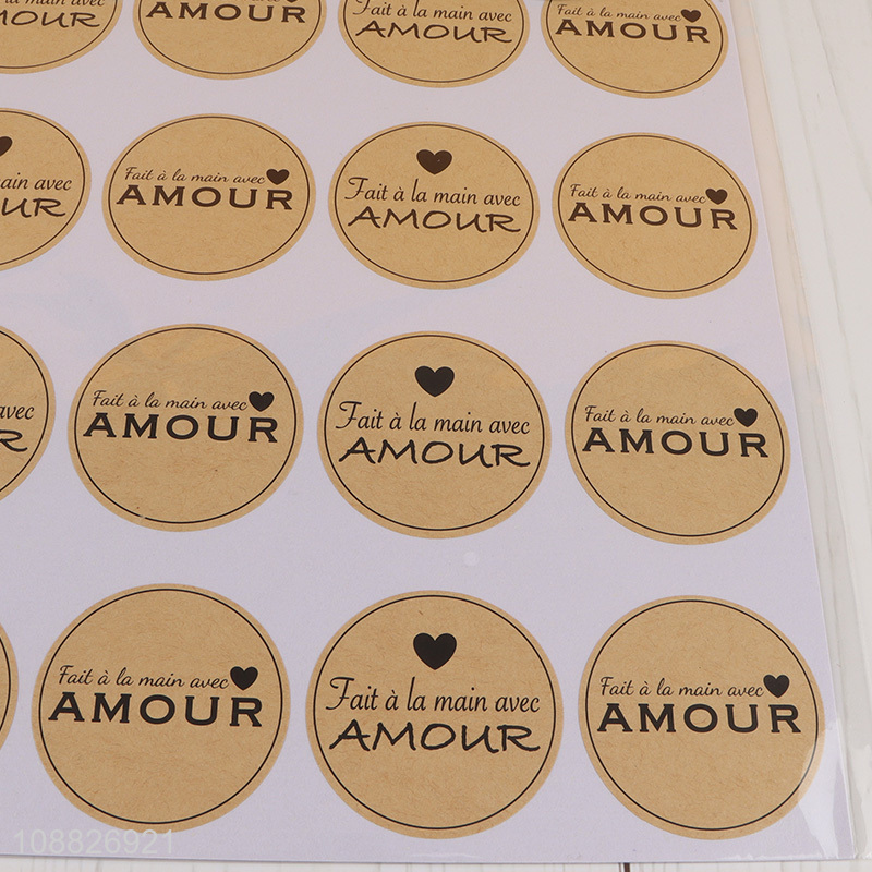 Wholesale 40pcs round customized kraft paper label stickers sealing stickers