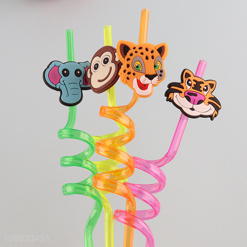 Hot sale cartoon animal series 4pcs drinking straw