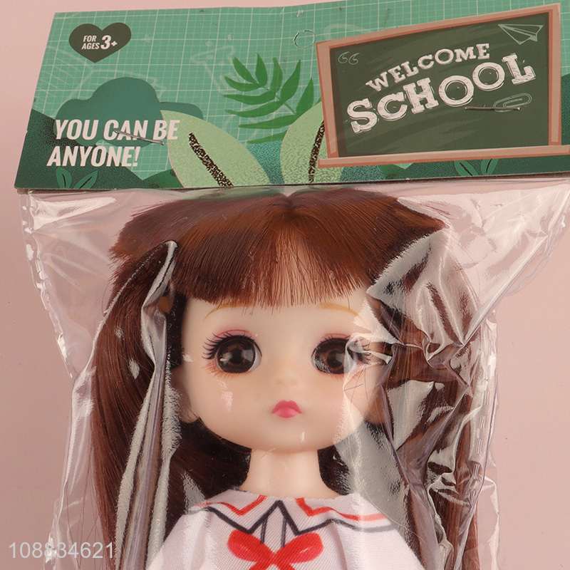 High quality 6-inch solid full body girl doll with crossbody bag