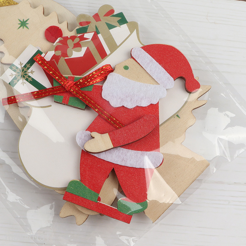 Hot Selling Painted Wooden Christmas Tree Hanging Ornaments