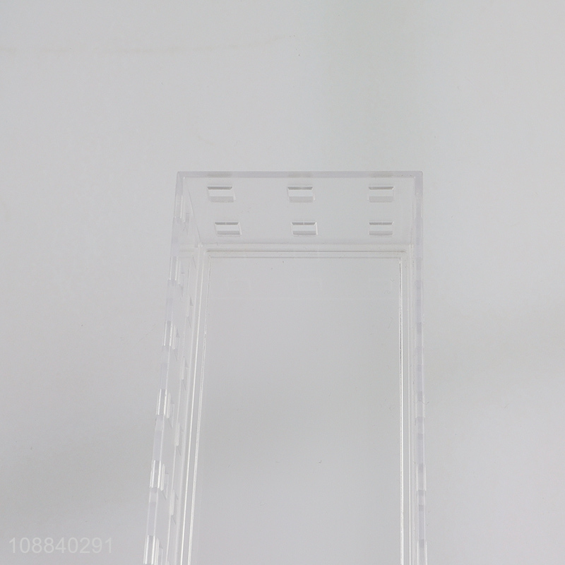 Low price rectangle transparent hollow desktop storage box