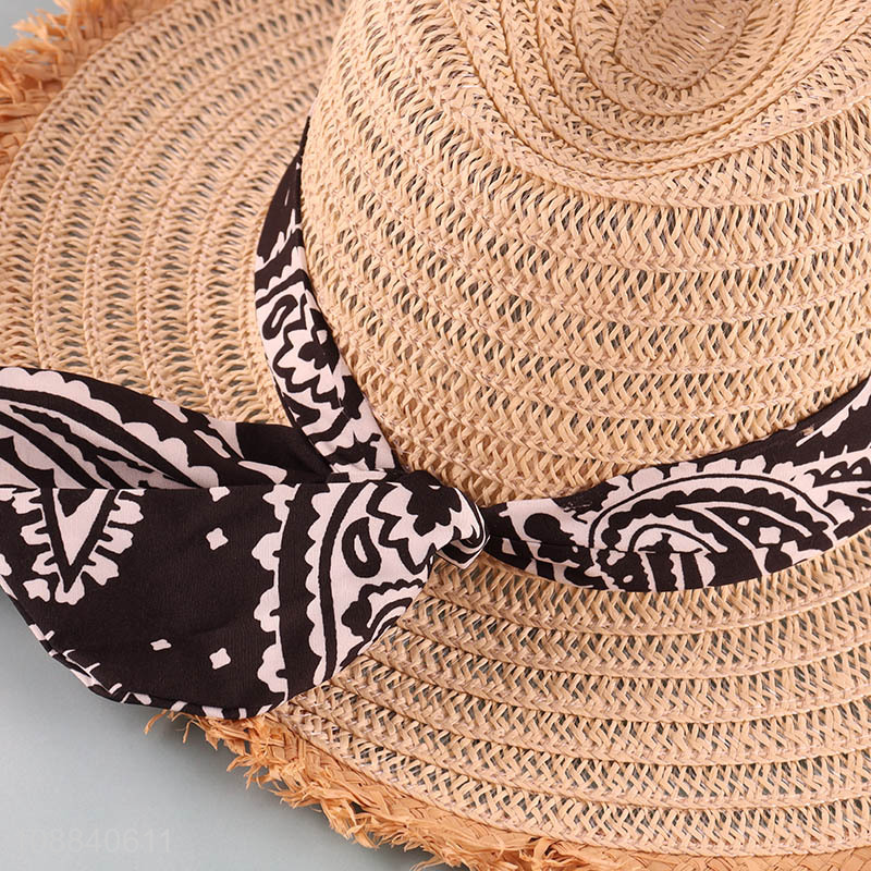 Factory price wide brimmed beach straw hat for women
