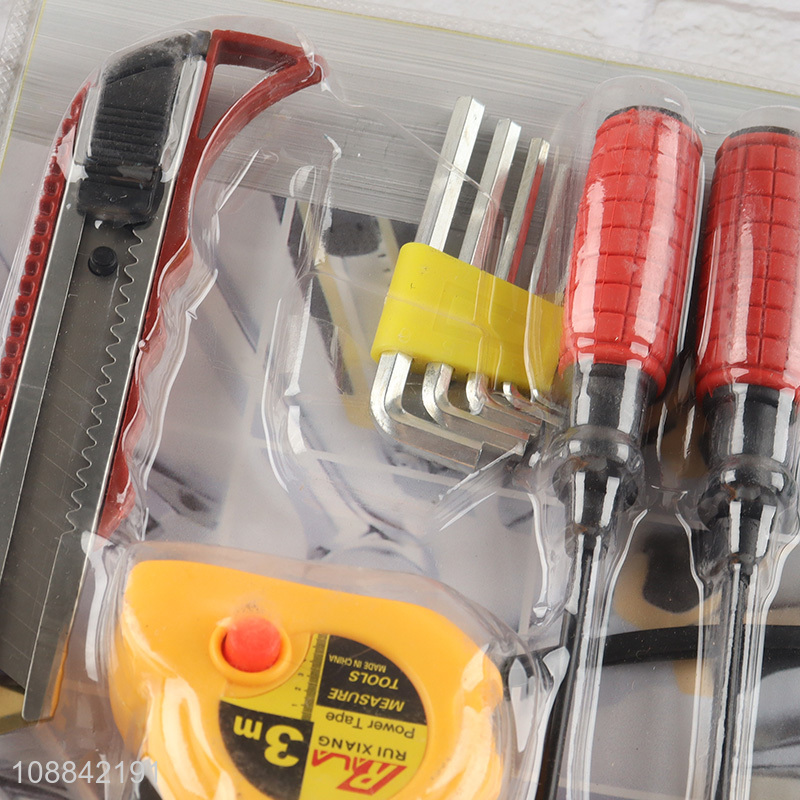New arrival home tool kit with tape measure, screwdrivers, utility knife & hex key set