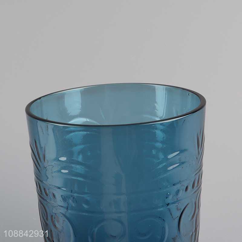 Low price embossed glass unbreakable water cup drinking cup