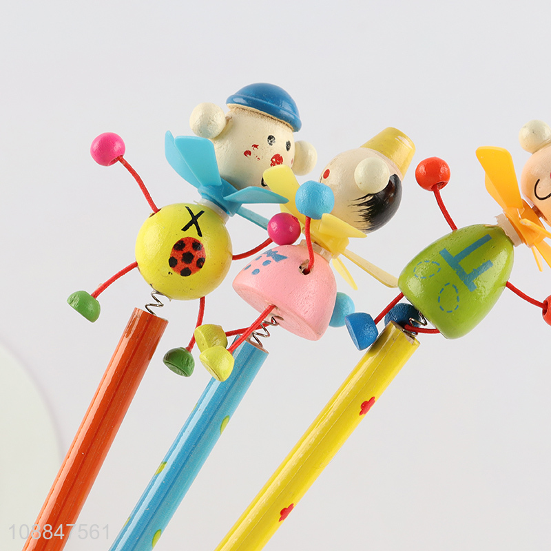 New Arrival Colorful Pencils with Cute Cartoon Toppers