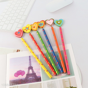 Good Price Wood-Cased Pencil with Cartoon Pencil Topper