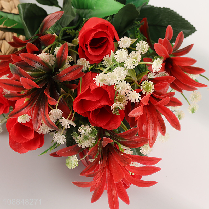 Hot selling 12-head artificial rose flowers for wedding decor