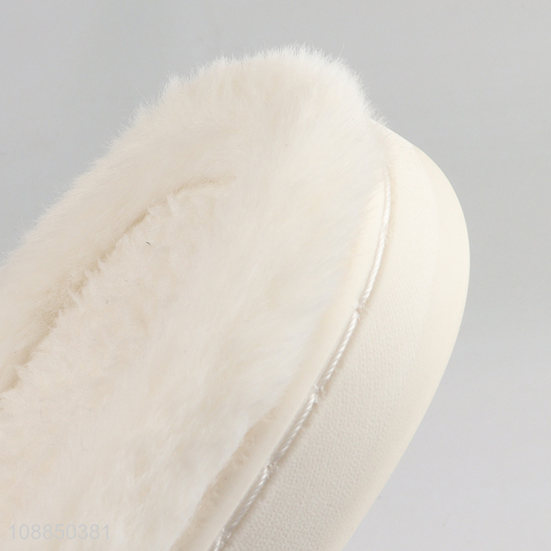 New arrival winter white plush warm slippers for women