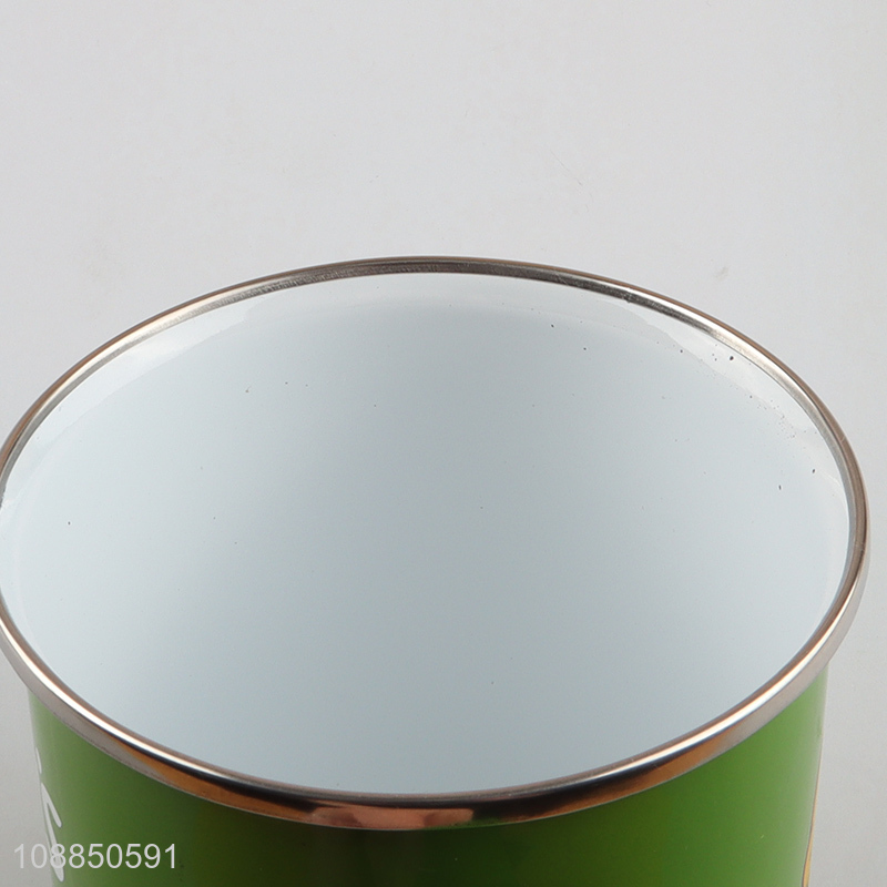 Low price green enamel water cup drinking cup with handle