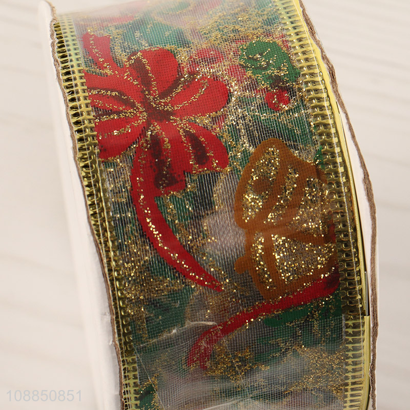 Factory price wired edge fabric ribbons Christmas ribbons for craft