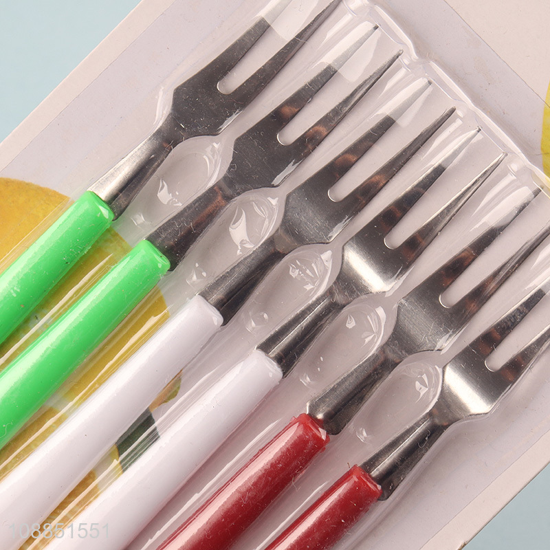Online wholesale 6pcs stainless steel fruit forks appetizers forks
