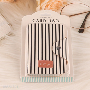 New product card bag stripe printed vertical pu leather card holder