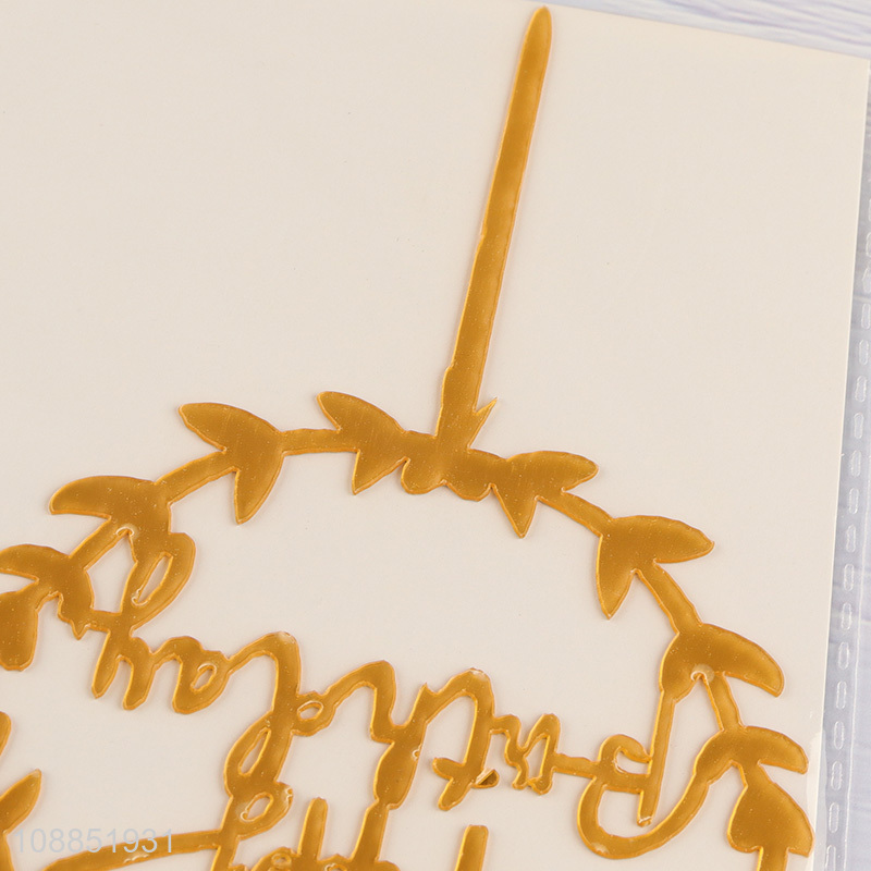 Hot selling gold mirror acrylic happy birthday cake toppers cake inserts