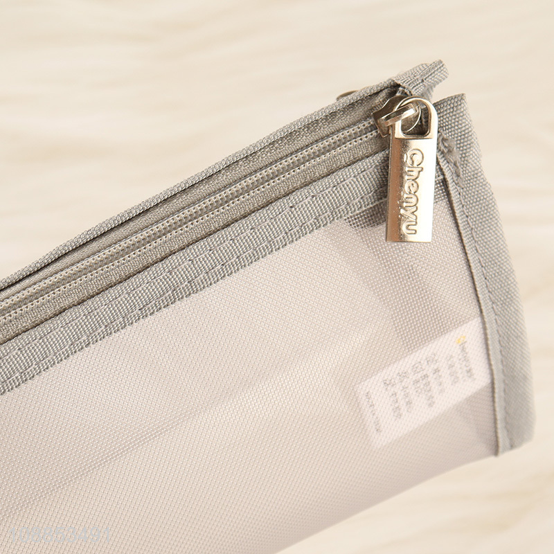 Wholesale clear mesh pencil bag exam pencil pouch for students