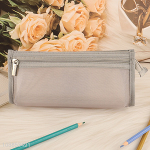 Wholesale clear mesh pencil bag exam pencil pouch for students