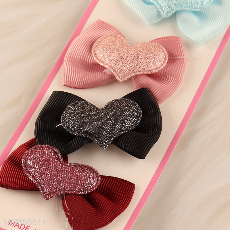 Wholesale 6pcs colorful bowknot hair ties elastic ponytail holders for kids