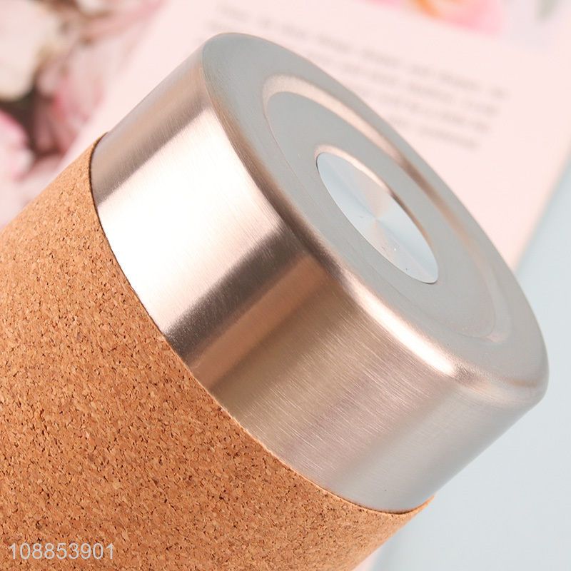 Wholesale 500ml stainless steel double wall insulated water bottle with cork sleeve