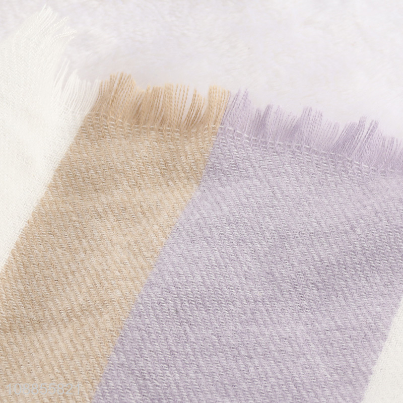 Hot selling women's imitated cashmere scarf winter warm fringe scarf