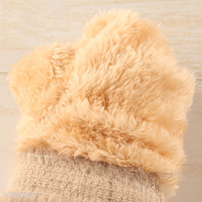 New product winter warm soft fluffy knitted gloves for women men