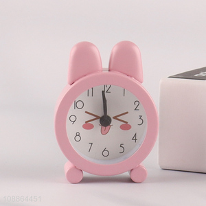 Yiwu market pink rabbit shape kids <em>alarm</em> <em>clock</em> table <em>clock</em>