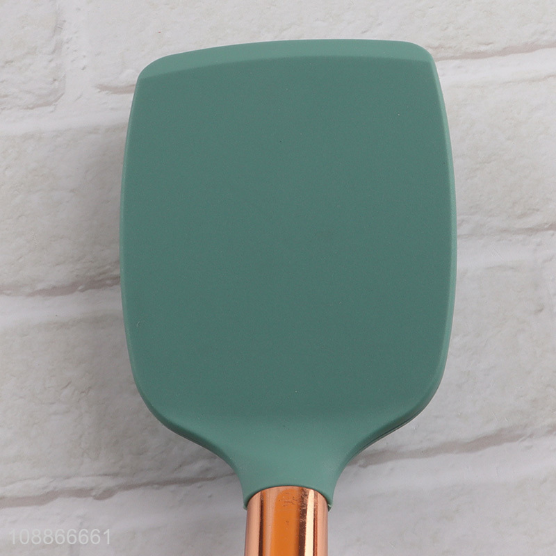 Factory price nonstick silicone spatula turner with electroplated handle