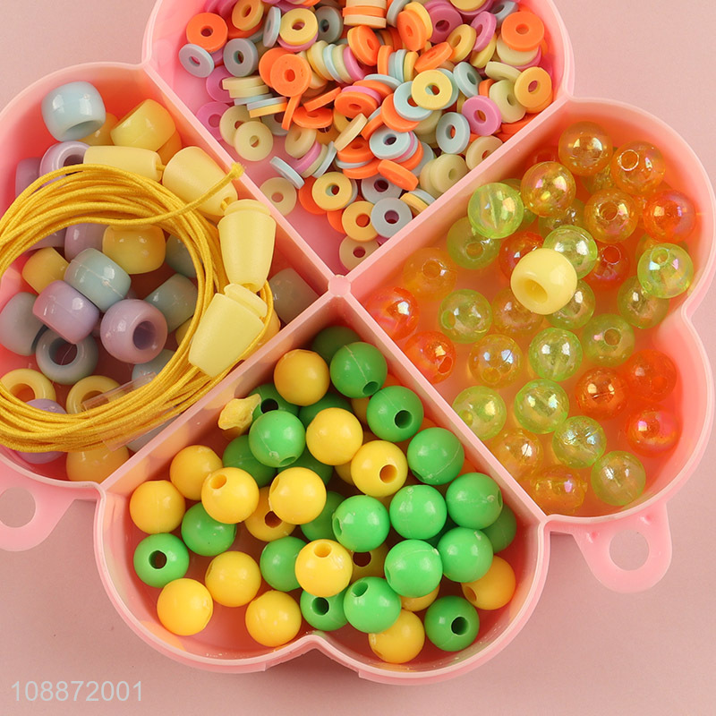 Wholesale pop beads diy jewelry bracelet making kit with four-leaf clover shaped storage case
