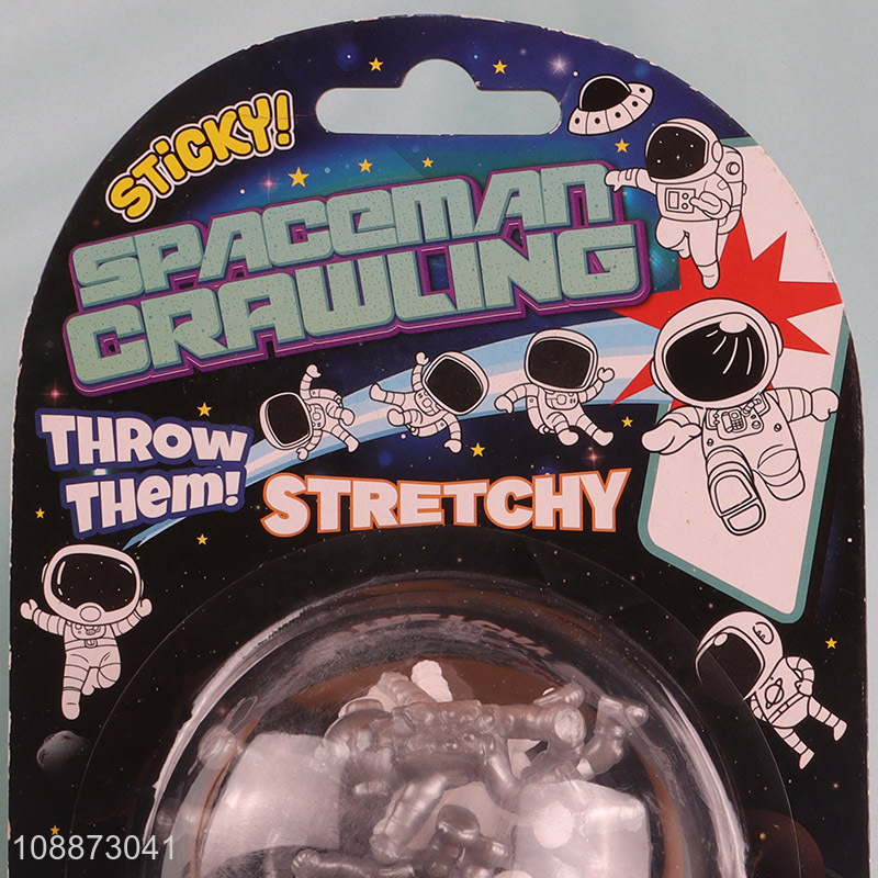 Wholesale soft flexibe spaceman wall climbers sticky toys party favors