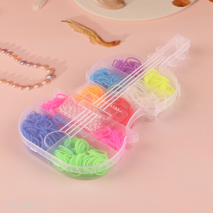 Good quality diy rubber hair ties ponytail holders with guitar shaped <em>box</em>
