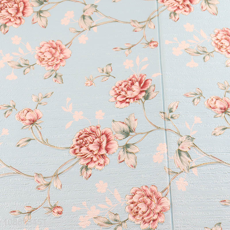 Top sale blue flower pattern wall sticker waterproof wallpaper