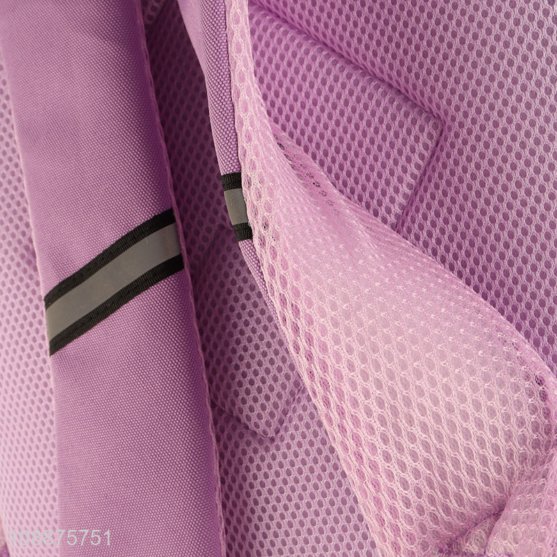 China factory purple polyester waterproof children school bag backpack