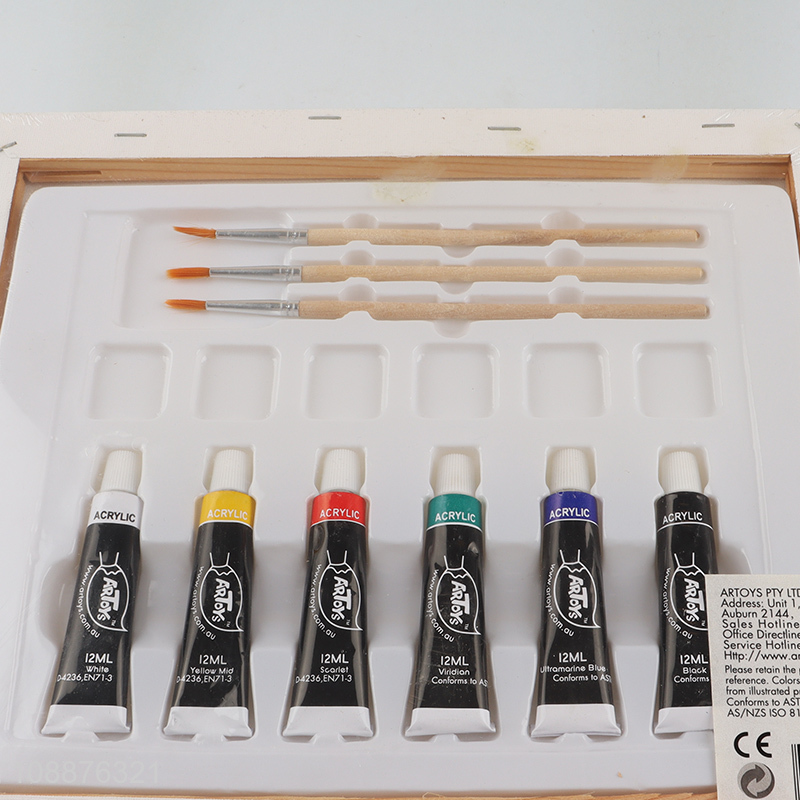 Wholesale DIY Acrylic Paint Canvas Set Painting Supplies Set with 6 Colors Paints