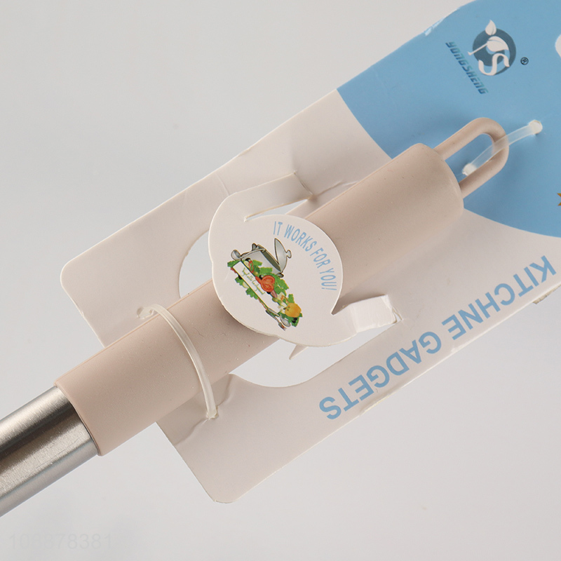 China supplier long handle silicone kitchen utensils slotted ladle