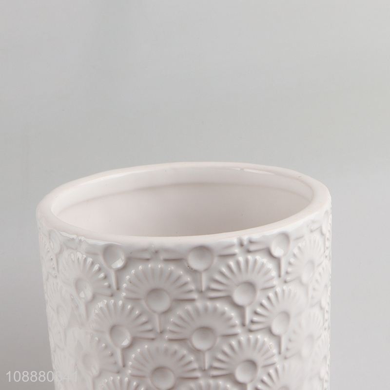 Hot Selling Embossed Ceramic Flower Pot Porcelain Succulent Planter