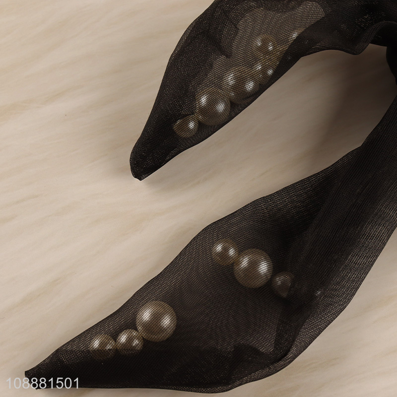 Top selling black girls hair band hair ring with pearl