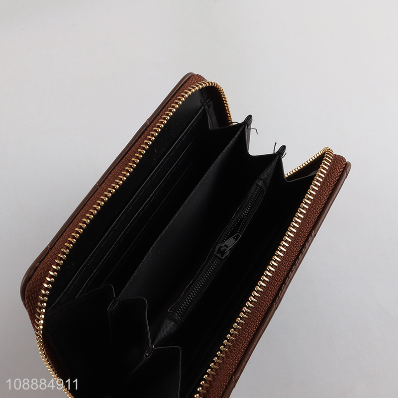 Good price pu leather zippered wallet credit card holder organizer