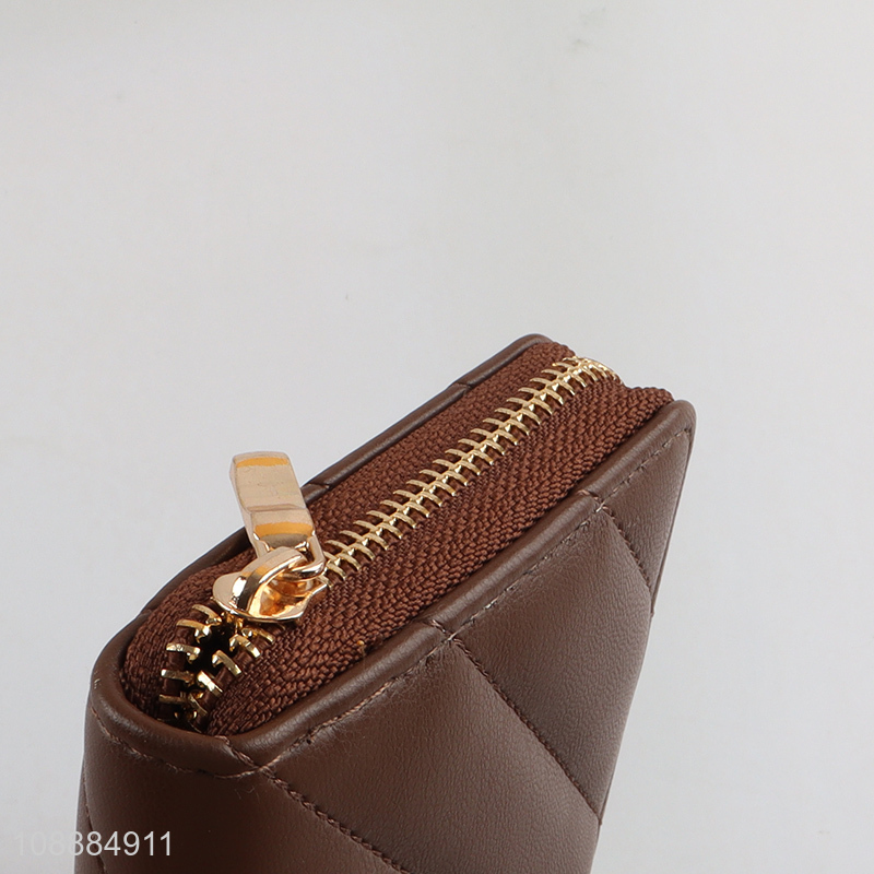 Good price pu leather zippered wallet credit card holder organizer