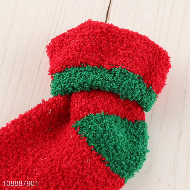 Factory price winter fuzzy slipper socks holiday Christmas socks