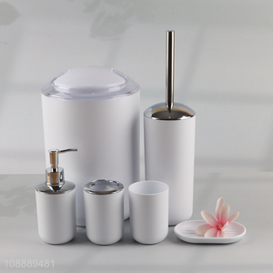 Hot products 6pcs white home <em>bathroom</em> <em>set</em> toilet brush liquid soap dispenser