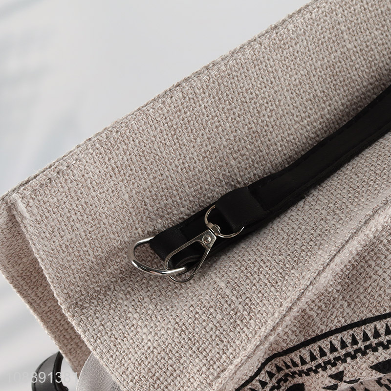 Hot selling ethnic style canvas tote bag zippered shoulder bag